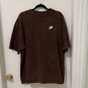 Nike Brown Distressed Oversized Short Sleeve